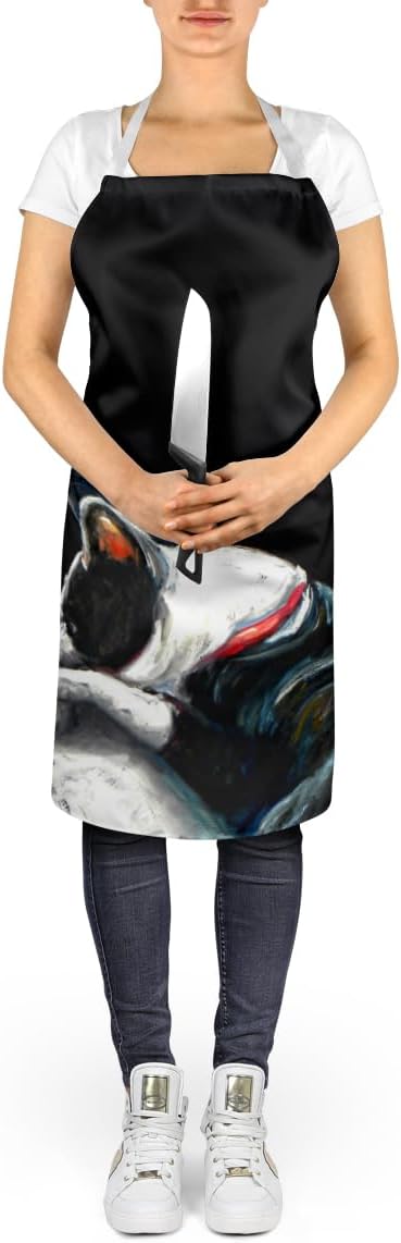 Caroline's Treasures Boston Terrier Spot In The Sun Apron Cooking Kitchen Server Baking Crafts Gardening for Adult Women Men, Unisex, Large, Multicolor