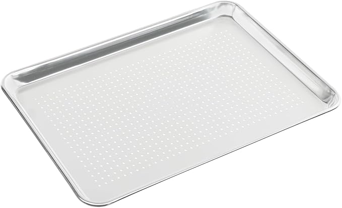 Chef Approved 18" Wide Aluminum Sheet Pan | Professional Half Size Perforated Baking Bread Bun with Rectangular Shape for Restaurant Kitchen Cafe Pantry | Closed Bead, 18"W x 13"D x 1.13"H, 20-Gauge