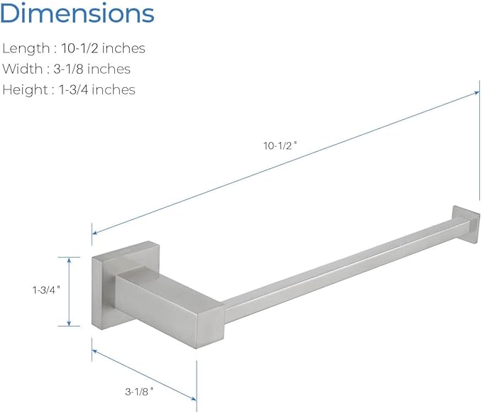 KIBI Cube 10 Inch Hand Towel Bar in Brushed Nickel | Solid Brass, Wall Mounted, Rust-Resistant Finish Bathroom Towel Holder for Bathroom, Kitchen, Washroom | Modern & Durable Design (KBA1503BN)
