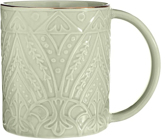Santa Barbara Design Studio Embossed Ceramic Winter Christmas Holiday Mug, 16-Ounce, Sage Mist