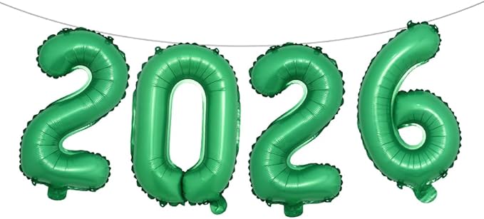 16 Inch 2026 Balloons Number 2026 Foil Balloons for New Years Eve Party Supplies Anniversary Party Graduation Decorations Home Office Decoration (2026 Green)