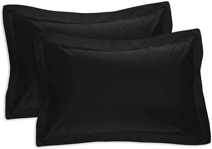 FRESH IDEAS Poplin Tailored 2-Pack Pillow Sham, King, Black (FRE201XXBLAC09)