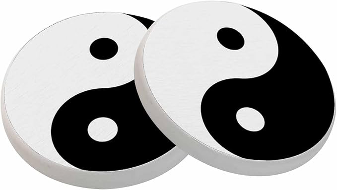 Black and White Yin Yang Ceramic Coasters Absorbent Drink Coasters Round Ceramic Table Coasters Set Decorative Coffee Cup Beverage Coasters Wine Beer Bar Coasters 2 Pack