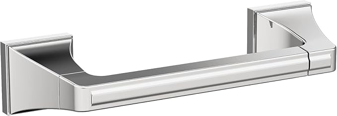 Amerock BH3602126 | Chrome Pivoting Double Post Toilet Paper Holder | 8-13/16 in. (224 mm) Length Toilet Tissue Holder | Mulholland | Bath Tissue Holder | Bathroom Hardware | Bath Accessories