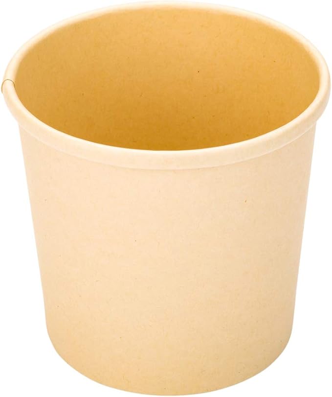 Restaurantware-Bio Tek 12 Ounce Disposable Soup Cups, 25 Microwavable Paper Soup Cups - Vented Lids Sold Separately, Hot And Cold Foods, Bamboo Paper To Go Containers, For Desserts Or Treats