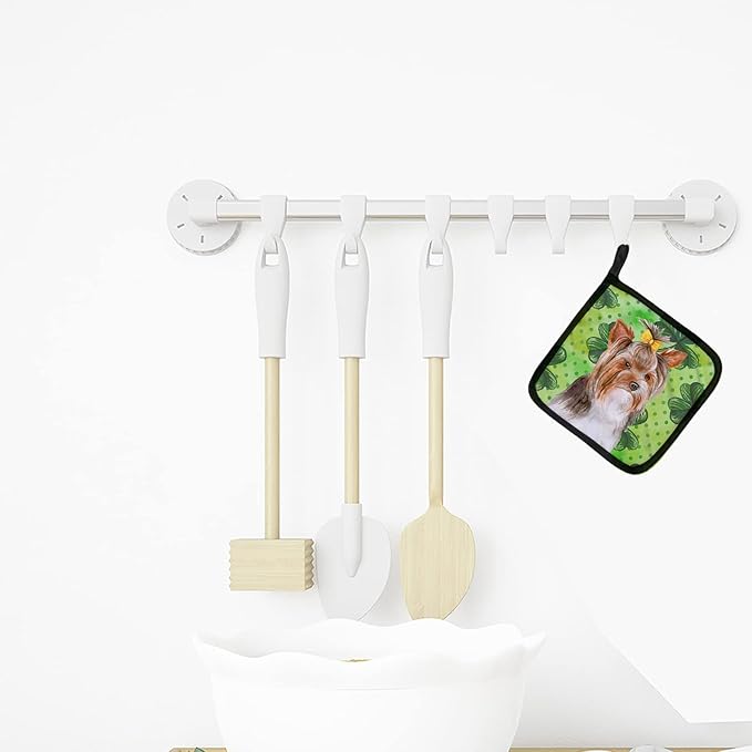 Caroline's Treasures BB9897PTHD Yorkshire Terrier #2 St Patrick's Pair of Pot Holders, Green Kitchen Heat Resistant Pot Holders Sets Oven Hot Pads for Cooking Baking BBQ, 7 1/2 x 7 1/2