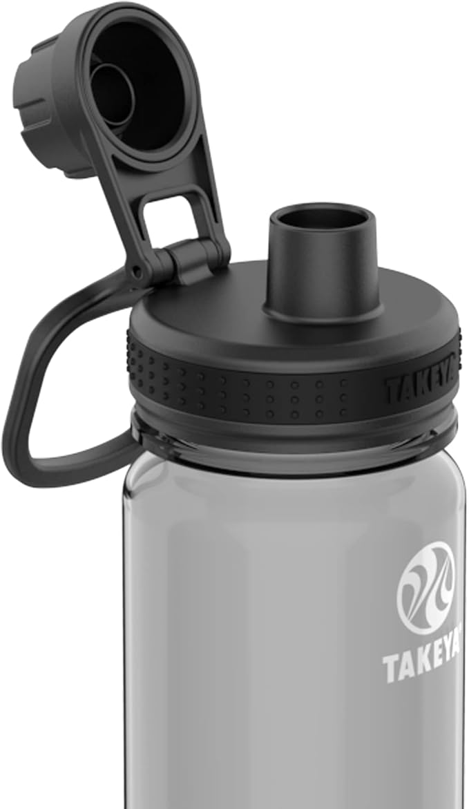 Takeya Tritan Sport Water Bottles with Spout Lid - BPA-Free & Dishwasher-Safe Bottle - Reusable Bottle with Lid Handle - Simple Leak-Proof Water Bottles - 24 oz, Stormy Black (Pack of 4)