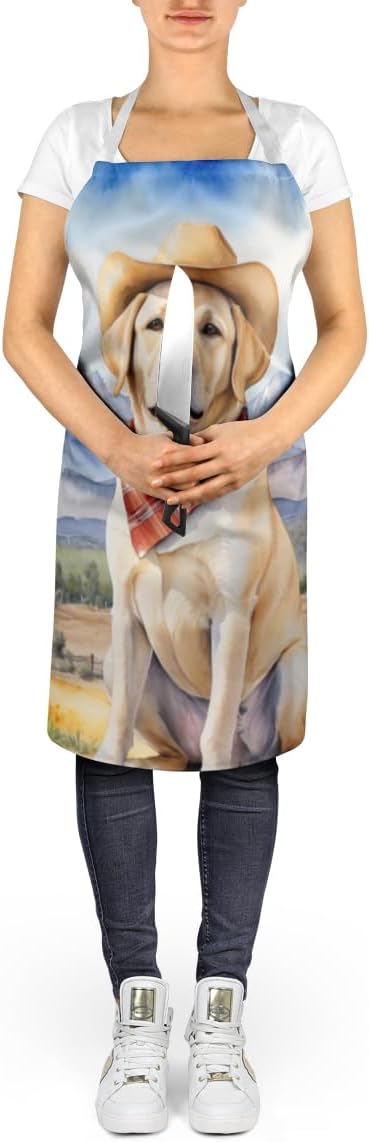 Caroline's Treasures Labrador Retriever Cowboy Welcome Apron Cooking Kitchen Server Baking Crafts Gardening for Adult Women Men, Unisex, Large, Multicolor