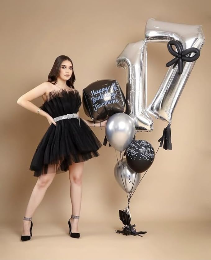 Numbers 27 Balloons, 27 Balloons, 40 In Big 27th Silver Party Decorations for Women Men Engagement, Wedding, Celebration Party, Graduations, Photo Shoot