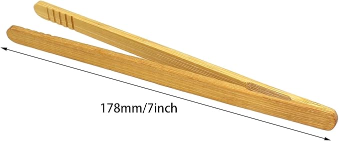 8PCS Bamboo Kitchen Utensil Tongs 7 Inch Reusable Fixture Tea Ceremony Accessories Suitable for Toast Pickles Fruit