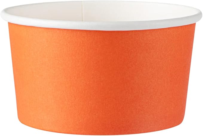 Coppetta 8-Ounce Dessert Cups, 50 Disposable Ice Cream Cups - Lids Sold Separately, Sturdy, Orange Paper Frozen Yogurt Bowls, For Hot And Cold Foods, Perfect For Gelato Or Mousse - Restaurantware