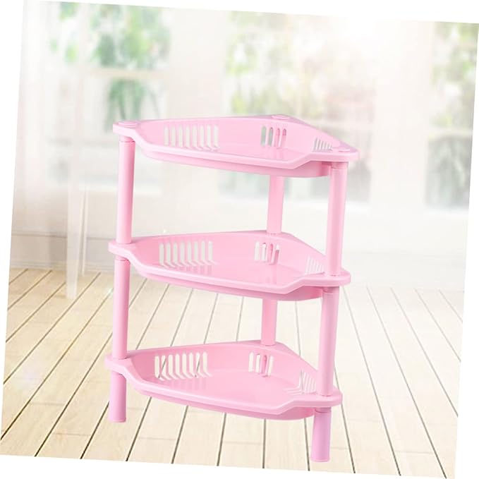 Ciieeo Plastic Basket Corner Shelf Storage Shelves Desk Stand Rack Bathroom Organizing Easy to Clean Assemble