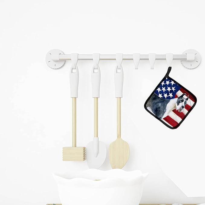 Caroline's Treasures BB9643PTHD Harlequin Great Dane Patriotic Pair of Pot Holders Kitchen Heat Resistant Pot Holders Sets Oven Hot Pads for Cooking Baking BBQ, 7 1/2 x 7 1/2
