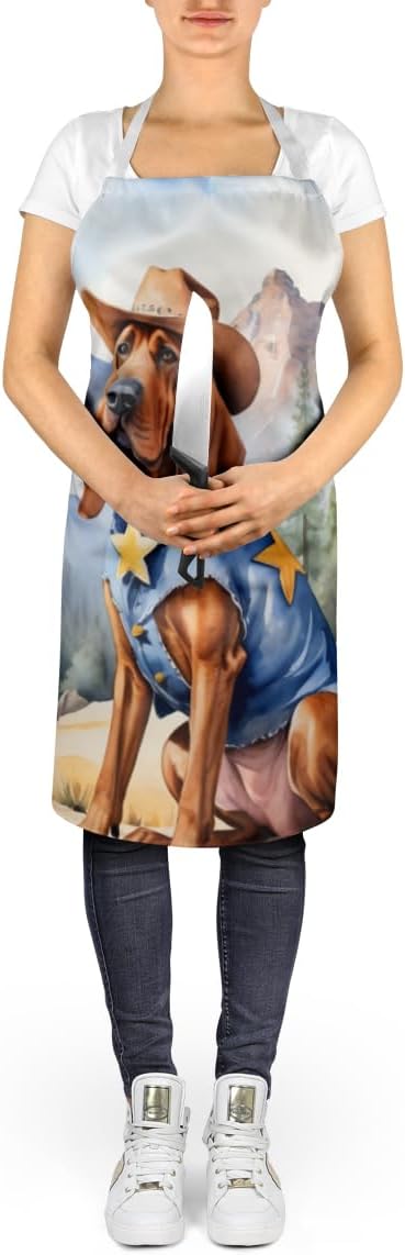 Caroline's Treasures Bloodhound Cowboy Welcome Apron Cooking Kitchen Server Baking Crafts Gardening for Adult Women Men, Unisex, Large, Multicolor