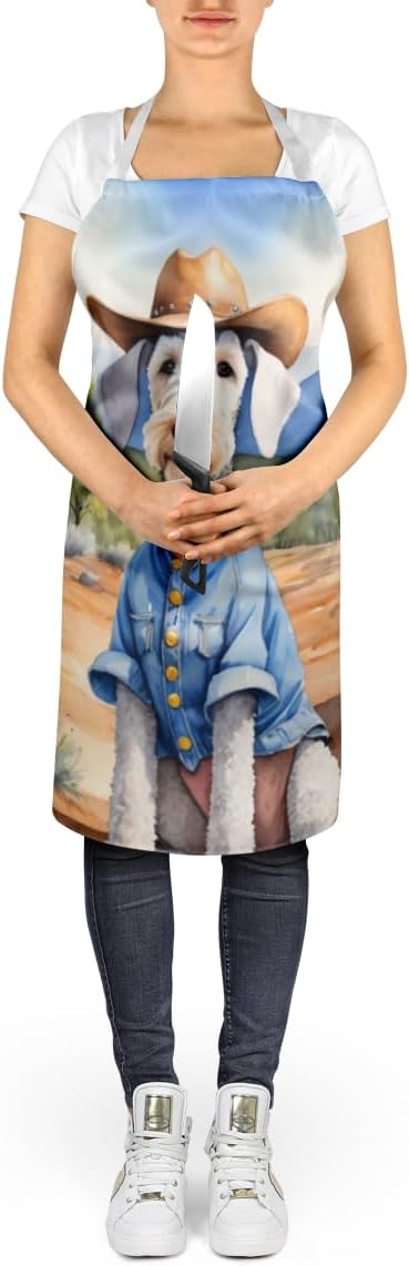 Caroline's Treasures Bedlington Terrier Cowboy Welcome Apron Cooking Kitchen Server Baking Crafts Gardening for Adult Women Men, Unisex, Large, Multicolor