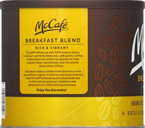 McCafe Breakfast Blend,Light Roast Ground Coffee,30 oz Canister,(Pack of 2)