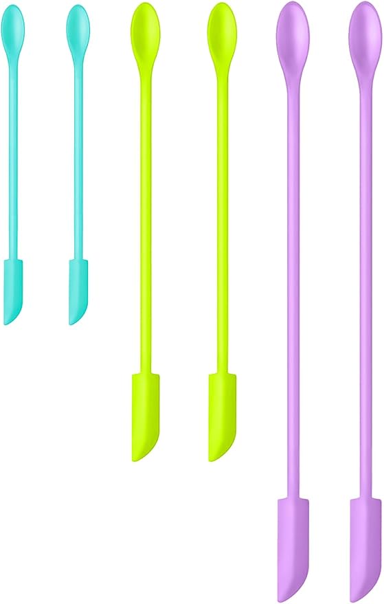 Silicone Spatula Set (6Pcs) - Mini Scraper Tool for Beauty & Food - Reach Every Last Drop, Multi-Size Spatulas for Makeup Jars, Lotion Bottles & Kitchen Containers (Color #4)