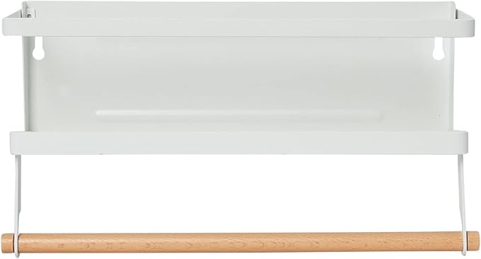 Household Essentials Metal Magnetic Spice Rack with Paper Towel Holder, White