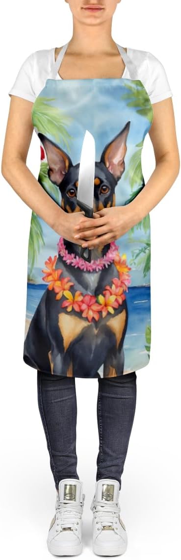 Caroline's Treasures Manchester Terrier Luau Apron Cooking Kitchen Server Baking Crafts Gardening for Adult Women Men, Unisex, Large, Multicolor