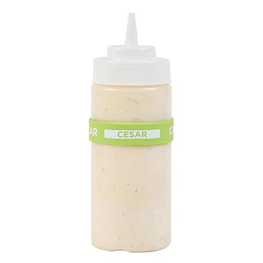 Restaurantware Silicone Squeeze Bottle Bands 1 Count 2.75 Inch Dishwasher Safe Condiment Identification Band, Caesar Green Non-Slip Label Band for Condiment Labeling at Restaurants, Food Trucks