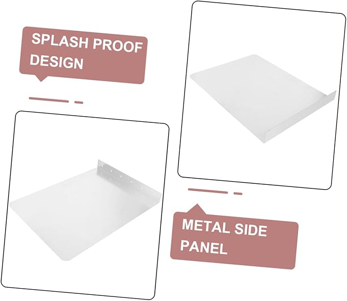 Mipcase 2-Piece Stainless Steel Wall-Mounted Sink Splash Guard Set Kitchen Side Splash Protector Metal Splatter Shield for Cooking