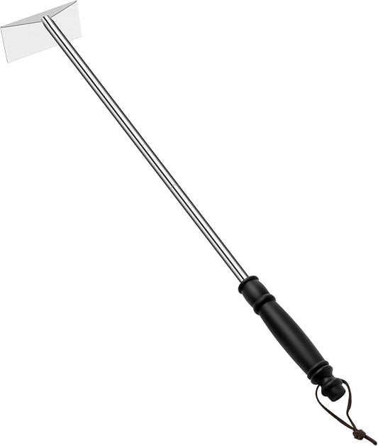 Grilliance Charcoal Grill Ash Rake Hoe for Fireplace Wood Stove Pizza Oven, Stainless Steel BBQ Cleaner Poker Scraper, Elongated Cleaning Tool Accessories for Smoker, Ceramic, Kamado, Vision Grills