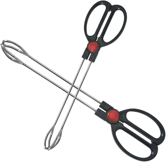 OSALADI 2pcs Stainless Steel Kitchen Tongs Bbq Food Buffet Serving Tongs with Heat Resistant Handles for Grill and Outdoor Cooking