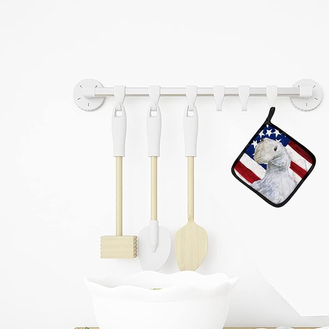 Caroline's Treasures BB9684PTHD Sealyham Terrier Patriotic Pair of Pot Holders Kitchen Heat Resistant Pot Holders Sets Oven Hot Pads for Cooking Baking BBQ, 7 1/2 x 7 1/2