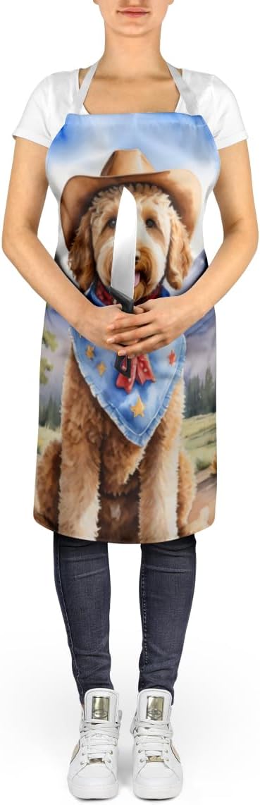 Caroline's Treasures Labradoodle Cowboy Welcome Apron Cooking Kitchen Server Baking Crafts Gardening for Adult Women Men, Unisex, Large, Multicolor
