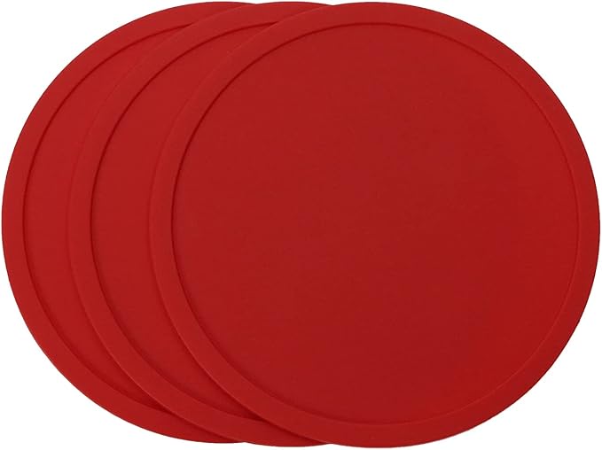 ONLYKXY 3 Pieces 3.93 Inch Silicone Coasters, Round Coasters for Drinks, Beverage Coffee Tea Coaster (Red)