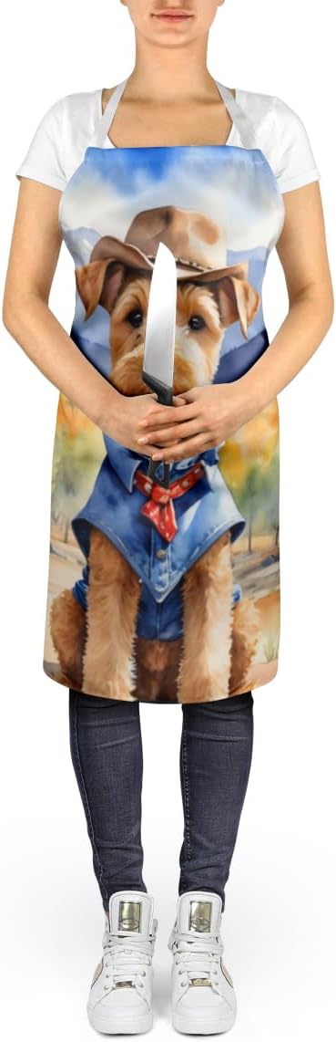 Caroline's Treasures Lakeland Terrier Cowboy Welcome Apron Cooking Kitchen Server Baking Crafts Gardening for Adult Women Men, Unisex, Large, Multicolor