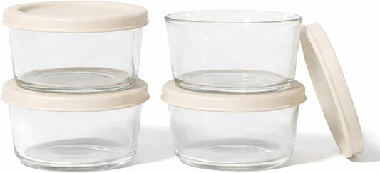 DURA LIVING 8-Piece Glass Food Storage Containers Set (4 Containers + 4 BPA-Free Lids) | 1-Cup, Leakproof | Microwave, Freezer, Oven & Dishwasher Safe | Ideal for Meal Prep & Pantry Organization