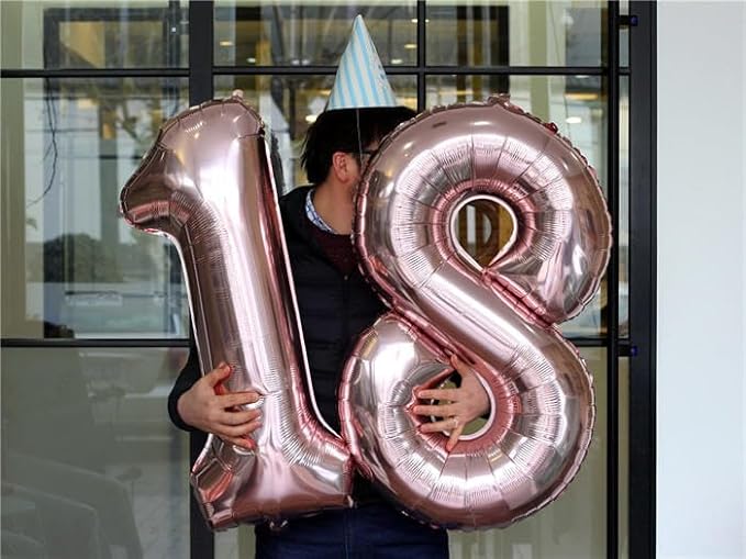 Numbers Balloon 8, 40 Inch Rose Gold Birthday Decorations For Women Men, Number Balloons for 8, 18, 28 Wedding, Anniversaries, Celebration, Graduation