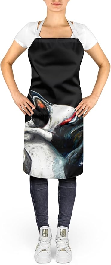 Caroline's Treasures Boston Terrier Spot In The Sun Apron Cooking Kitchen Server Baking Crafts Gardening for Adult Women Men, Unisex, Large, Multicolor