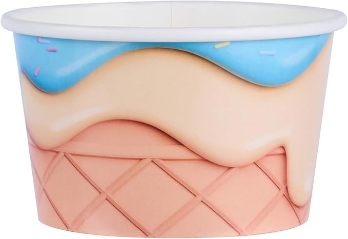 Restaurantware Ice Cream Cups 50 Pack of 8 oz Leak-Resistant Disposable Dessert Bowl Frozen Yogurt Cup Round Paper Container For Cold And Hot Desserts