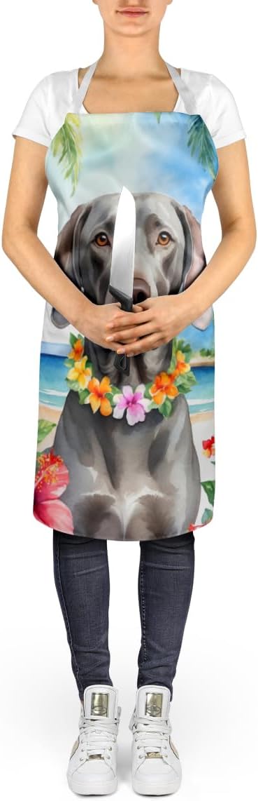 Caroline's Treasures Weimaraner Luau Apron Cooking Kitchen Server Baking Crafts Gardening for Adult Women Men, Unisex, Large, Multicolor