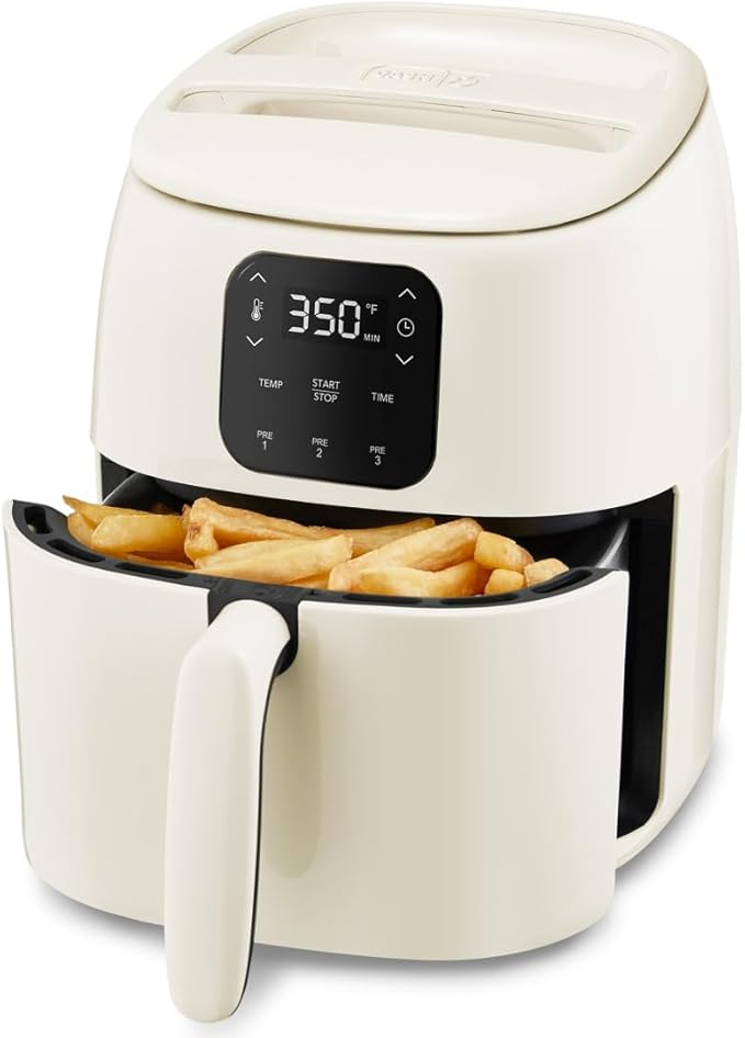 Dash Tasti-Crisp™ Digital Air Fryer – 2.6 Quart Small Compact Mini Air Fryer for French Fries, Nuggets & More, 1-2 People, Auto Shut Off, Adjustable Temp, Dishwasher Safe Parts - Cream