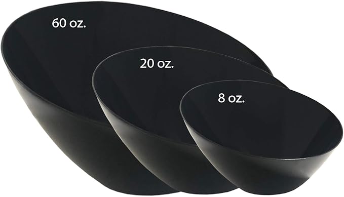 Party Essentials Disposable Hard Plastic Angle Bowl, Pack of 2, 20-Ounce Black