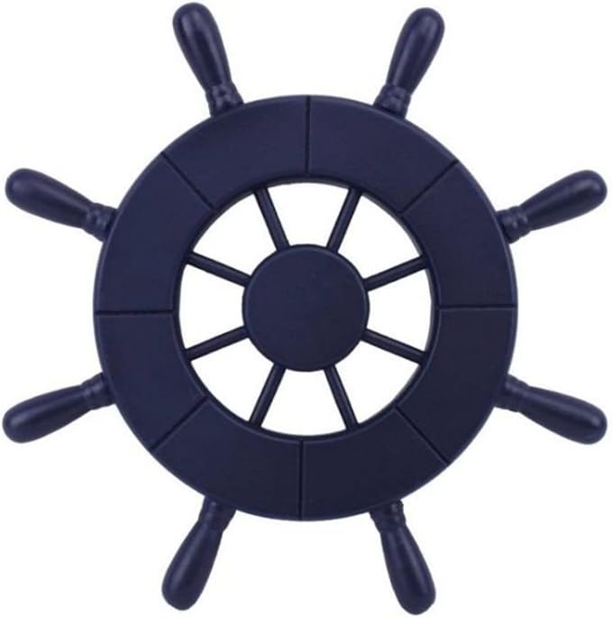 Hampton Nautical Wheel-9-104 Decorative Ship Wheel, 9", Dark Blue