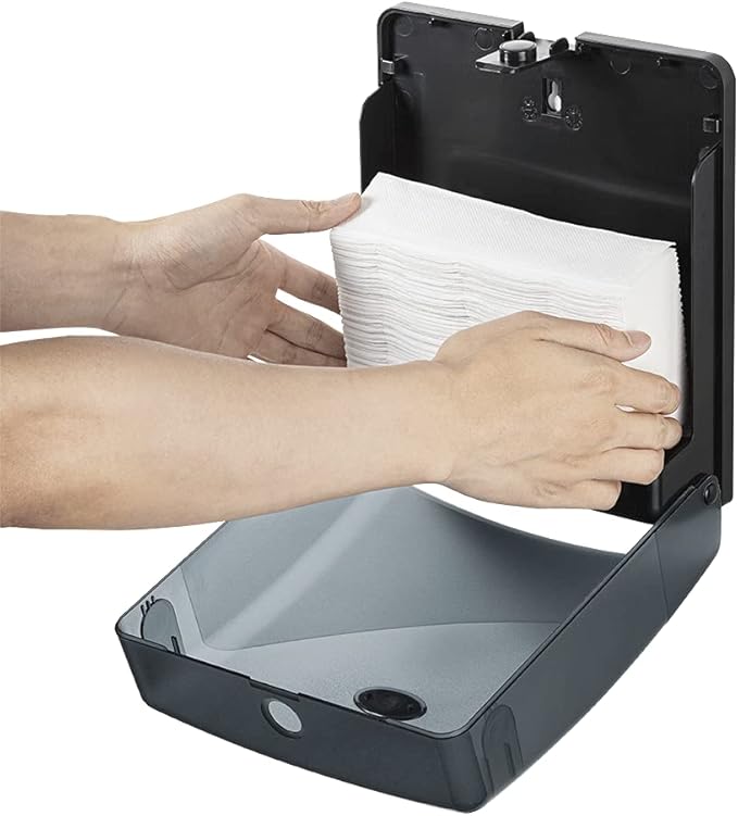 EZbrnd Wall Mount SLIMFOLD Hand Towel Dispenser for Kitchen/Washroom/Office/RV/Airbnb, Pearl Black, 3210B-EZ
