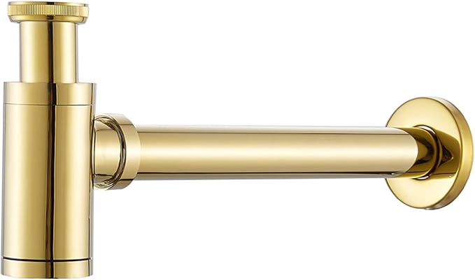Water Filter, Bathroom Basin Bottle Trap Drain Gold Modern Sink Pop Up Filter Fixture Stopper Set Washbasin Siphon Hose Accessory Renovation Jingxin(Single Gold)