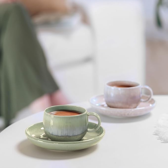 like. by Villeroy & Boch Perlemor Alga espresso cup saucer, 12 cm Ø, green