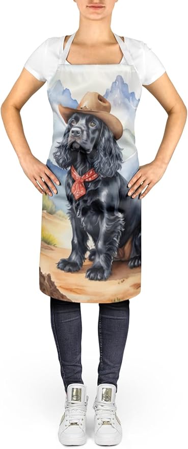 Caroline's Treasures Cocker Spaniel Cowboy Welcome Apron Cooking Kitchen Server Baking Crafts Gardening for Adult Women Men, Unisex, Large, Multicolor