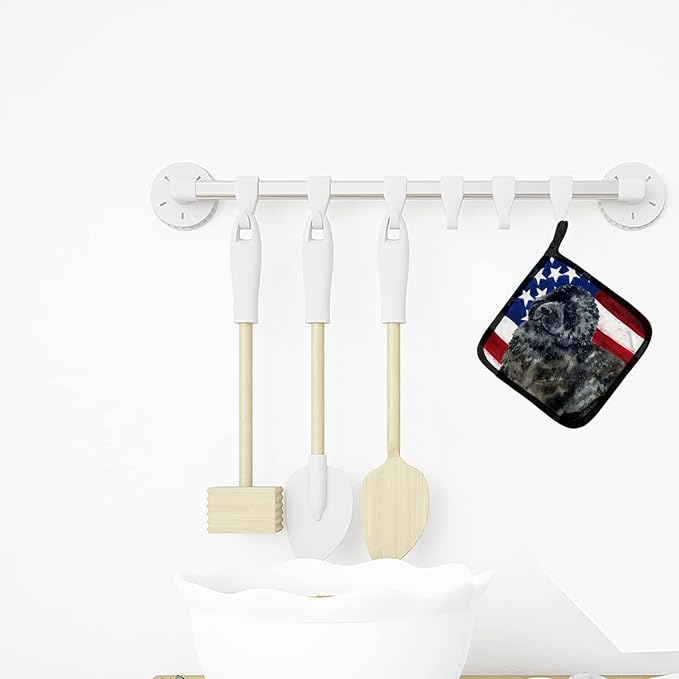 Caroline's Treasures BB9671PTHD Newfoundland Patriotic Pair of Pot Holders Kitchen Heat Resistant Pot Holders Sets Oven Hot Pads for Cooking Baking BBQ, 7 1/2 x 7 1/2