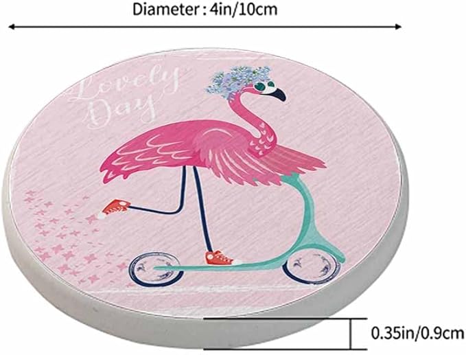 Cute Flamingo with Sunglasses Coasters for Drinks Coasters for Table Ceramic Absorb Stone Coasters with Coffee Table Cork Base for Home Decor 2 Pcs