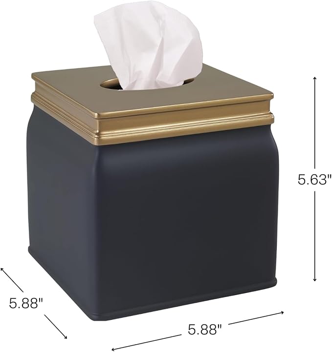 Avanti Linens - Tissue Box Cover, Guest Bathroom Essentials, Modern Home Decor (Memphis Collection, Black)