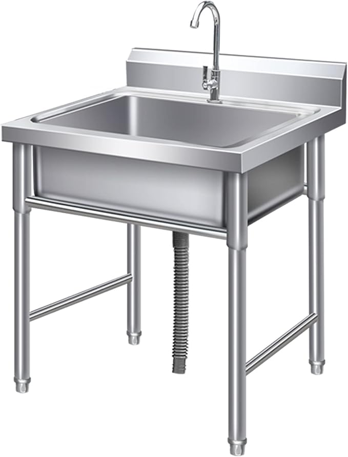 Kitchen Sink with Bracket, Commercial Stainless Steel Sink,Free Standing Utility Sink for Garage, Restaurant, Kitchen, Laundry Room, Outdoor,70cm/27.5in