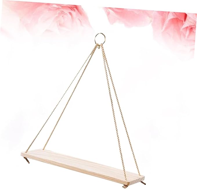 Unomor 2pcs Hanging Rope Shelf Wooden Basket Storage Rack for Wire Shelf Flower Pot Organizing