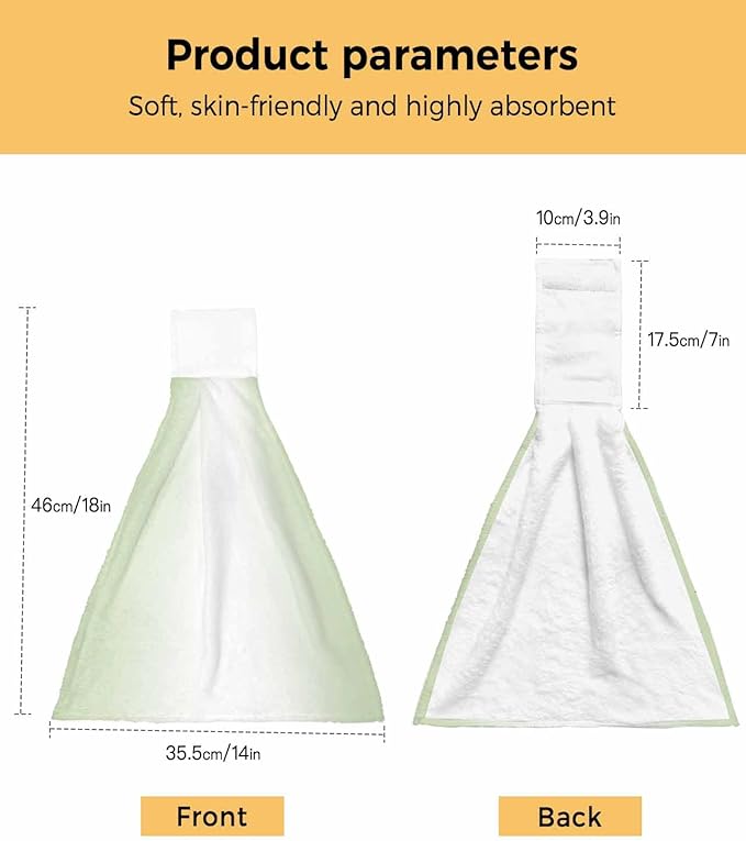 Alandar Home Kitchen Tie Towel Set of 1, Light Green White Ombre Minimalist Absorbent Soft Hand Towels for Bathroom Hanging Towels, Modern Ombre Art Fast Drying Cleaning Cloth with Loop