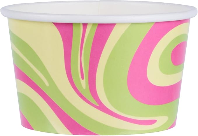 Restaurantware Ice Cream Cups 50 Pack of 8 oz Leak-Resistant Disposable Dessert Bowl Frozen Yogurt Cup Round Paper Container For Cold And Hot Desserts